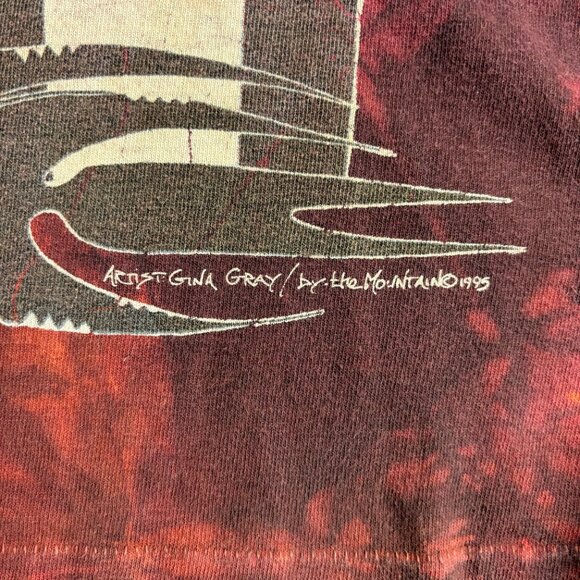 THE MOUNTAIN Native American Tee T-Shirt XL Vintage 1995 Gina Gray Tie Dye Rust - Picture 5 of 9